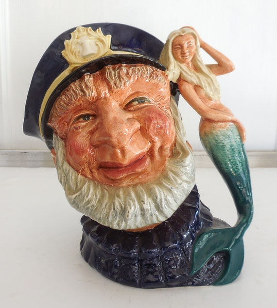 Large Old Salt Toby Jug Mermaid Handle 7 Royal Doulton