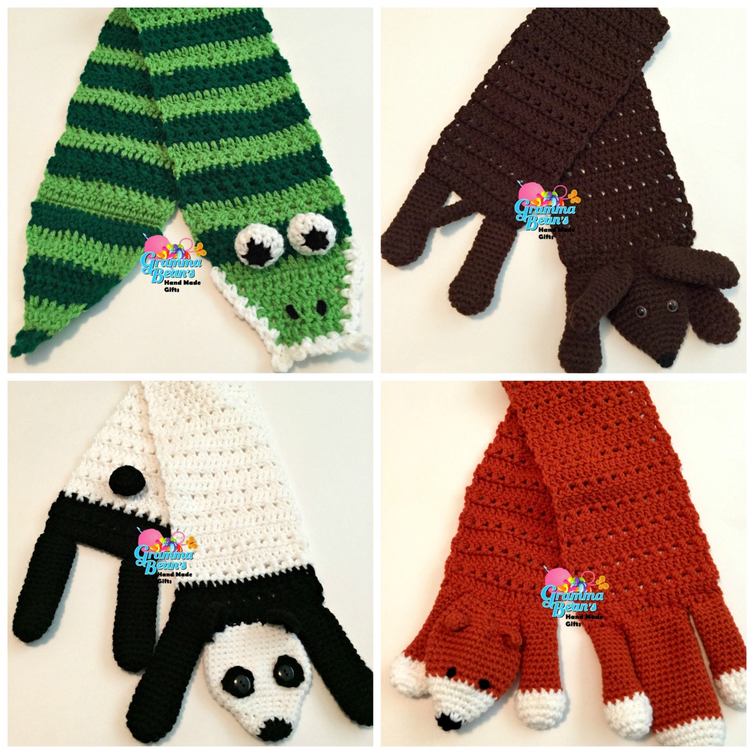 Silly Animal Scarves Crochet Pattern