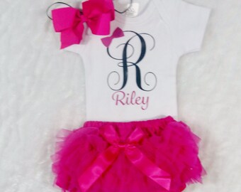 Personalized Newborn Clothing, Customized Baby Items, Baby Bloomers Outfit, Monogram Initial Baby Clothing, Newborn Girl Outfit, Custom Baby