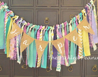 Burlap Birthday Banner Nursery Burlap Banner Name Banner Burlap Bunting Burlap Garland Happy Birthday Highchair Banner Nursery Name Banner