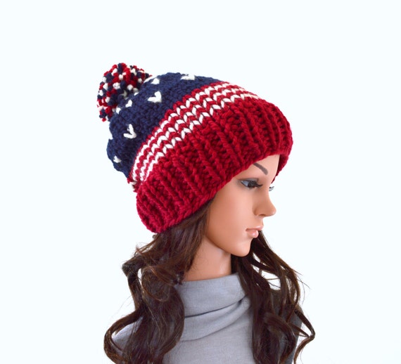 ready to ship chunky knit usa slouchy hat american by avaneska ready to ship chunky knit usa slouchy hat american by avaneska