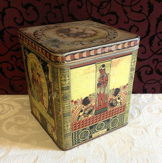 Unusual Decorative Box Vintage Tin Box Asian Indian by tinprincess