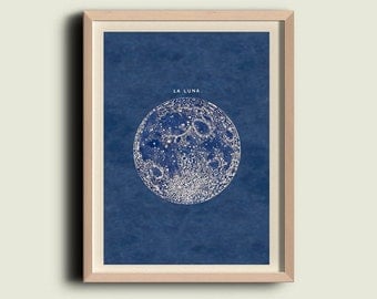 Full Moon Print Poster Vintage Image to Frame
