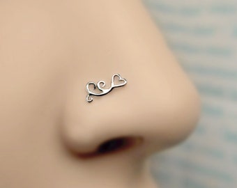NOSE STUD /Paris Swirl/ 24K Gold plated/ Piercing/ Sterling Silver/ Tragus Ear/ Cartilage Earrings/ Nose ring/ Hoop nose/ Helix Earrings