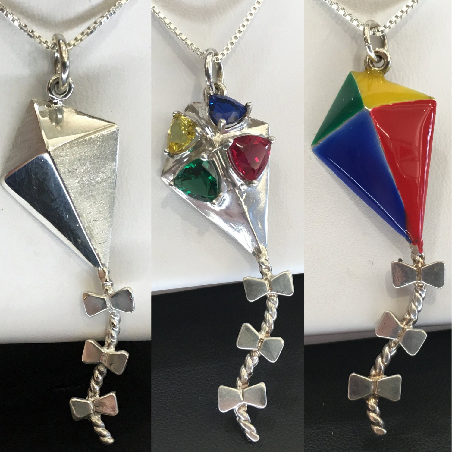 Kite Pendant with or with out Synthetic Stones in by TheGemSmith