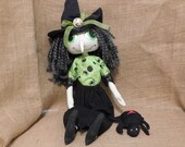 Folk Art Witch Doll With Spider