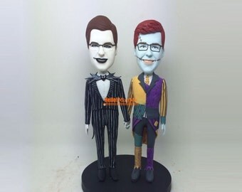 Nightmare Before Christmas cake topper Same Sex cake topper Gay wedding cake topper custom bobblehead custom cake topper - CT G833