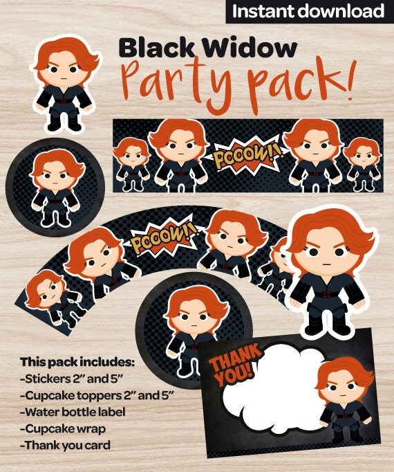 Black Widow Party package Avengers birthday Superhero