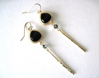 Black earrings Black and gold earrings Gold and Black earrings