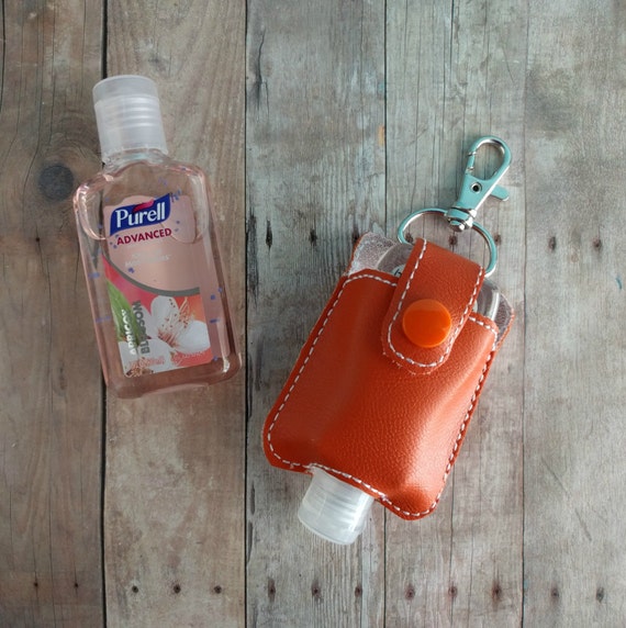 Small Hand Sanitizer Holder Orange Vinyl by ShopOrangeBlossoms