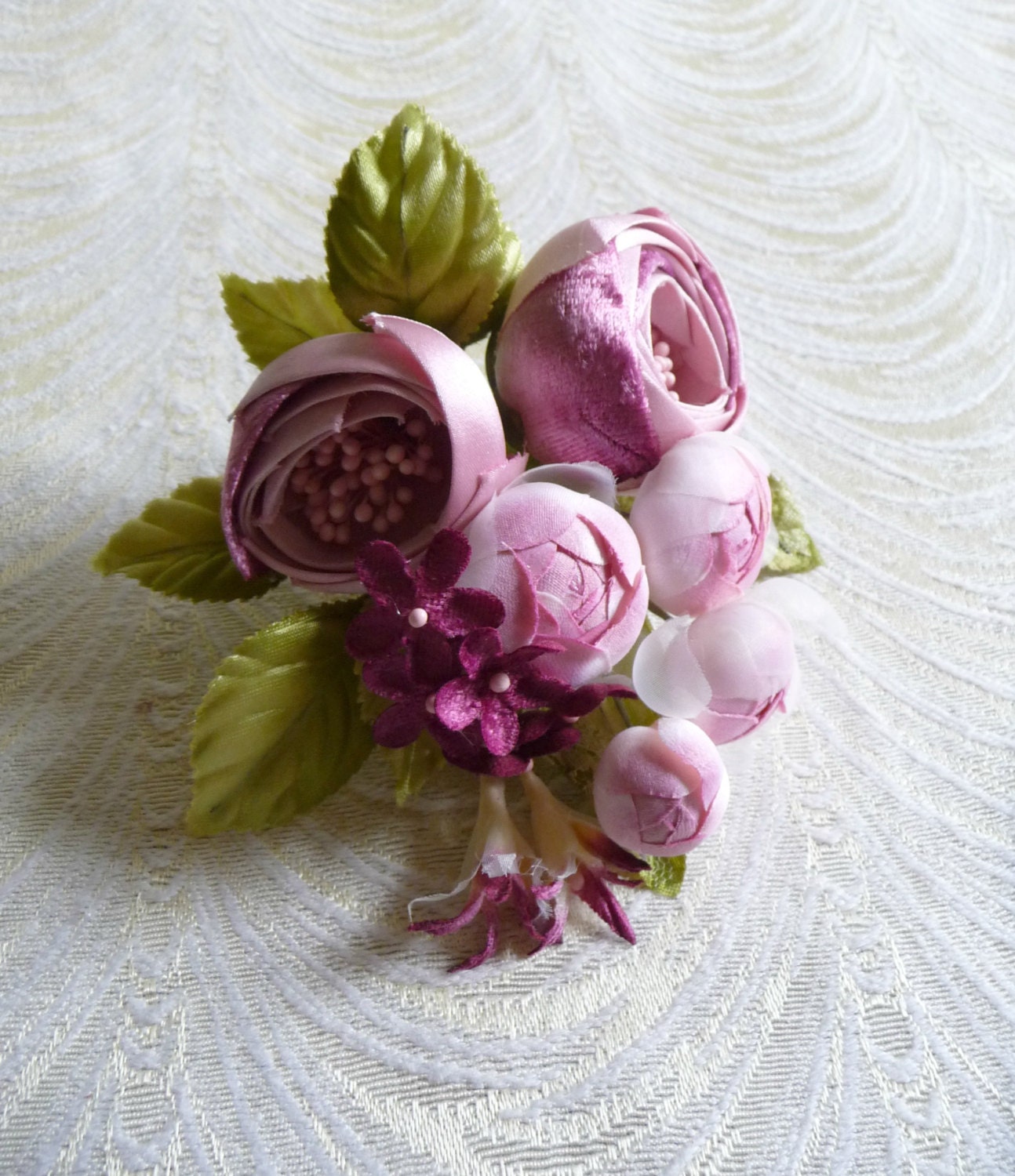 Silk and Velvet Rose Cluster Me Nots Pink