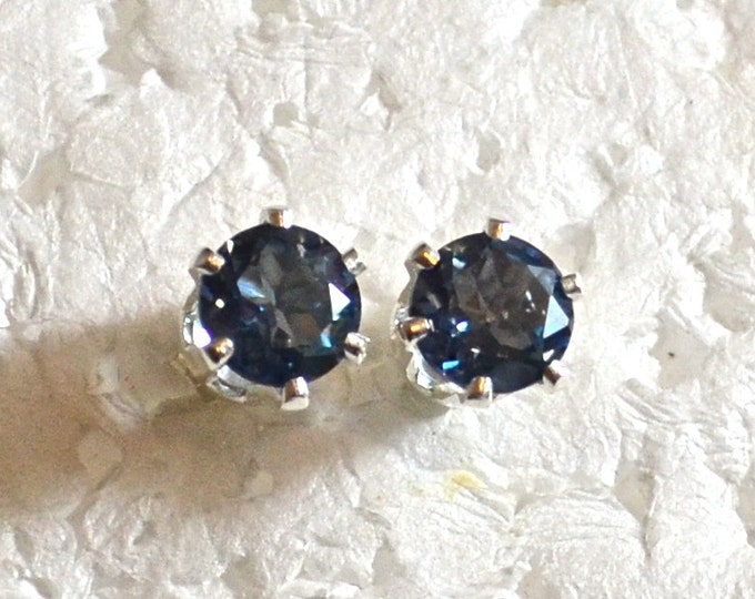 Mystic Blur Topaz Studs, 6mm Round, Natural, Set in Sterling Silver E940