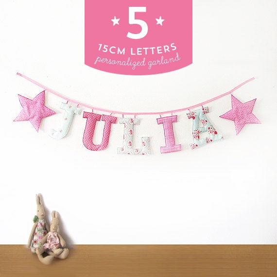 Customized Handmade Fabric Garlands - 5 Large Letter Name Il_570xn