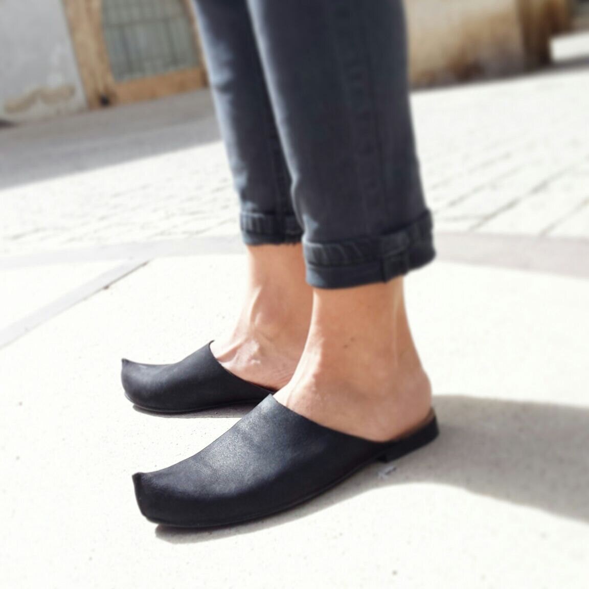 slip on open back shoes