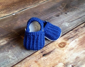 Baby Shoes Loafers - boys royal blue white booties knit crochet toddler infant newborn Indianapolis Colts Duke Blue Devils Air Force Falcons
