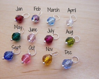 Sterling Silver Wire Wrapped Swarovski Crystal Birthstone 6mm Charm - Add on Birthstone Charm - Swarovski Crystal Drop
