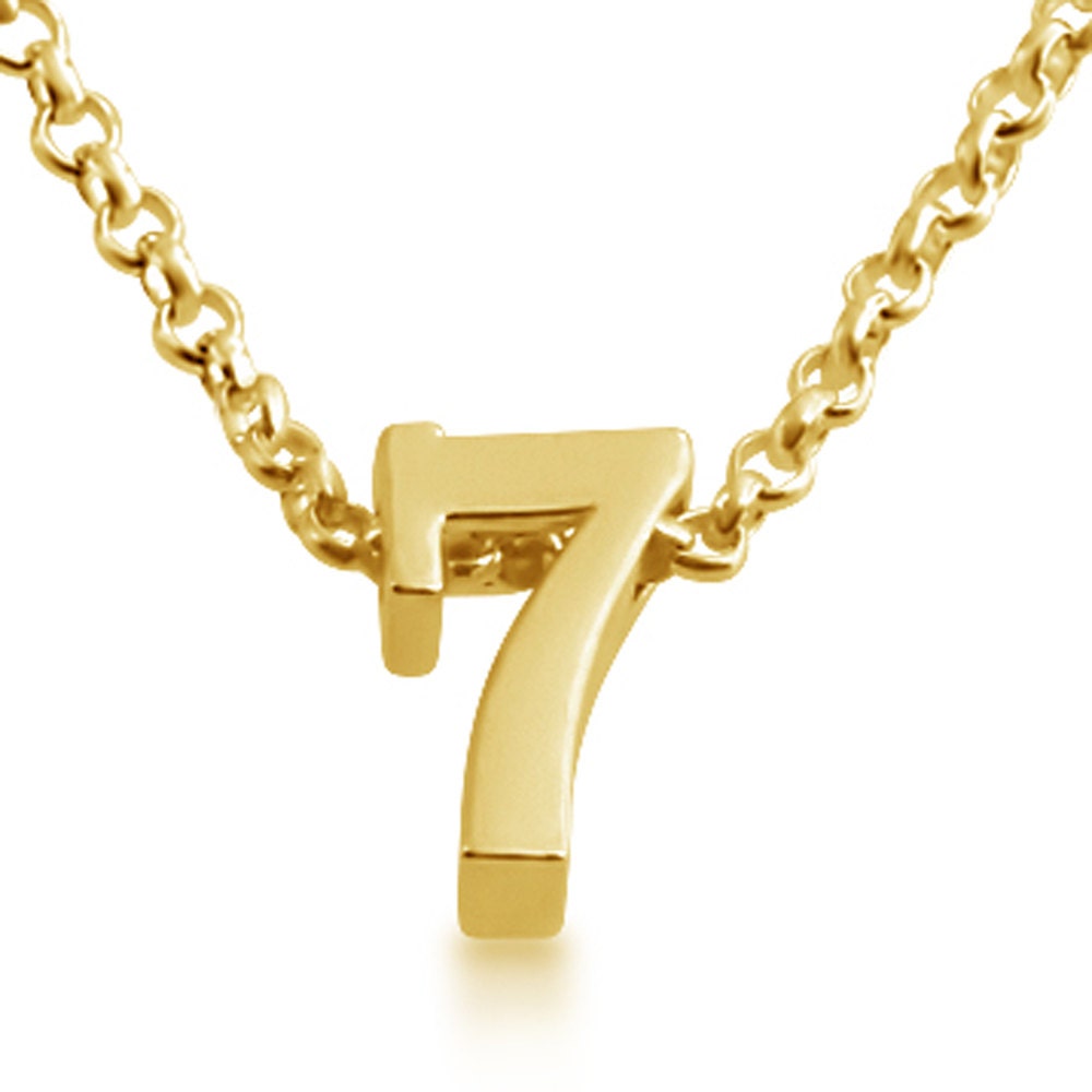 Number Seven 7 Symbol Serif Font Charm Pendant Necklace