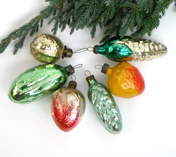 Vintage Vegetables  Soviet Christmas  decoration  Set of 6