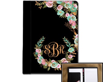 Mint and Gold Monogrammed Padfolio Notebook Notepad Portfolio Personalized Custom Monogrammed Gift For Coworkers New Job Gift Office Items