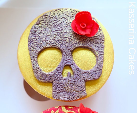 6xsugar skull cake decorations. Completely edible and can