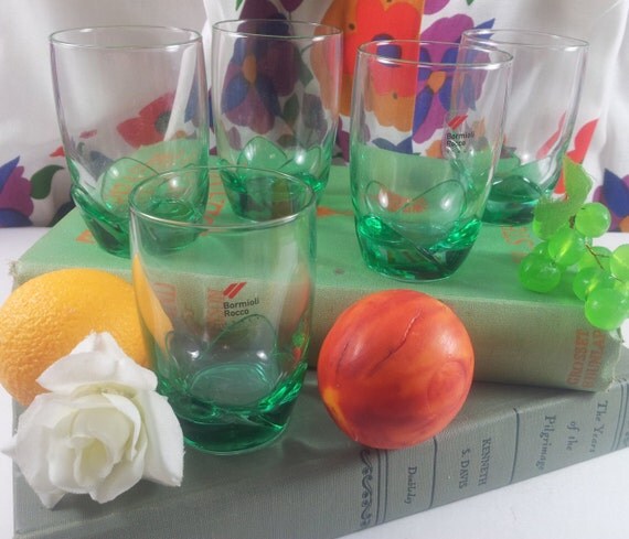 Bormioli Rocco Limoncello Glasses Set of Five Green Base with