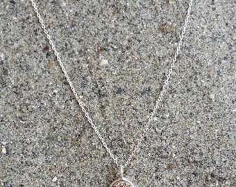 Tiny Rose Gold Druzy necklace, Dainty, Druzy, Rose Gold Necklace, Sterling Silver Bezel Set