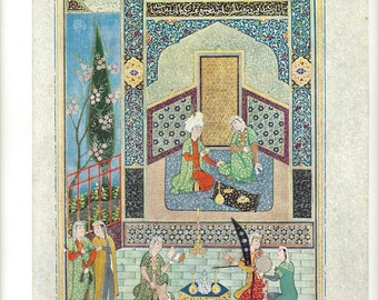 Metropolitan Museum of Art - Lithograph - Bahram Gur In The Turquoise Pavilion - Shaikh-zada of Khurasan - Plate 52
