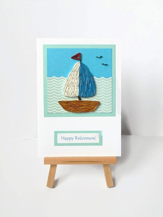 Boat retirement card retirement card quilled card handmade