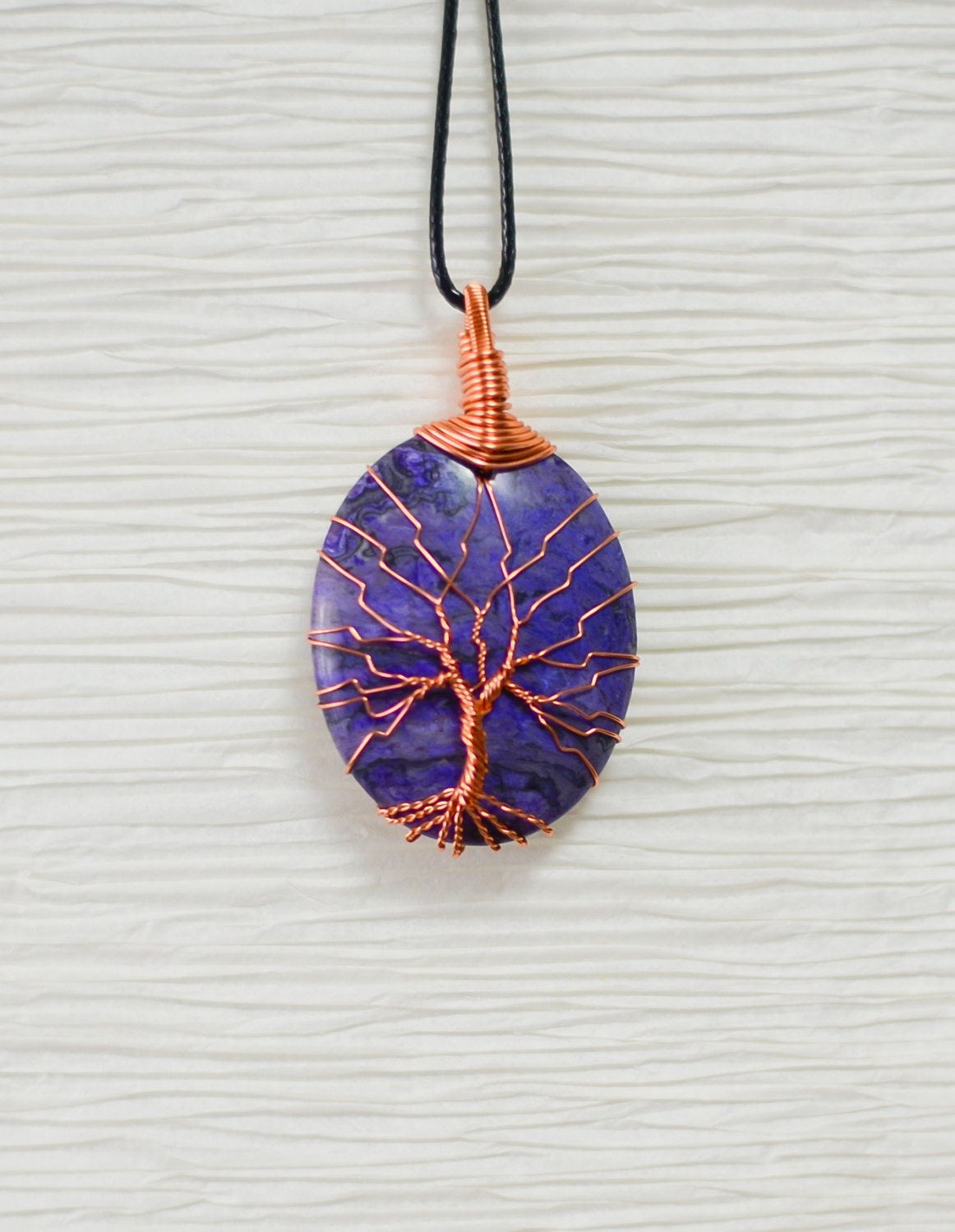 Tree of Life wire wrapped Purple stone pendant