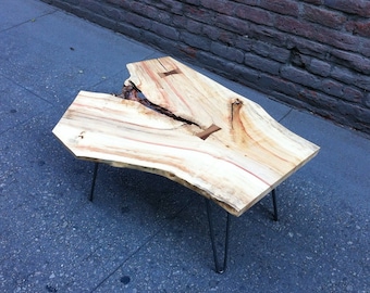 SOLD - Boxelder Live Edge Coffee Table with Beautiful Figuring
