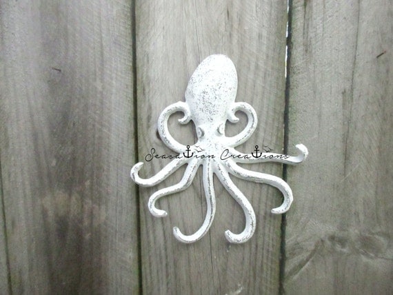 CAST IRON Octopus Hook Octopus Key Holder Octopus Decor Nautical Decor 