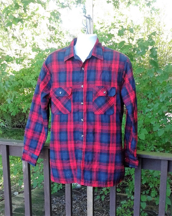 Mens Insulated Flannel Shirt Red & Blue Plaid Flannel
