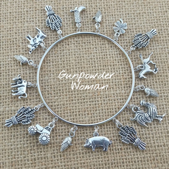 Items similar to Farm Girl Charm Bangle Bracelet for the Country Farm