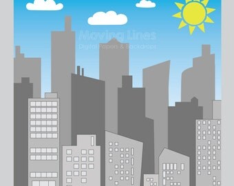 Superhero Backdrop, City Photo Booth Prop, Urban Superman, Buildings Background, Baby Photography Digital Party Printable 5ft, 152cm