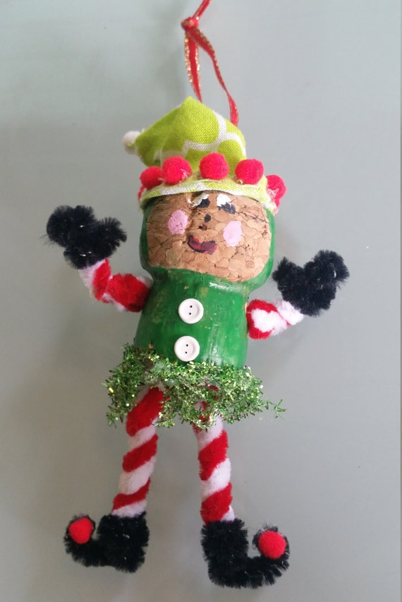 chagne cork ornament elf ornament cork christmas by chagne cork ornament elf ornament cork christmas by