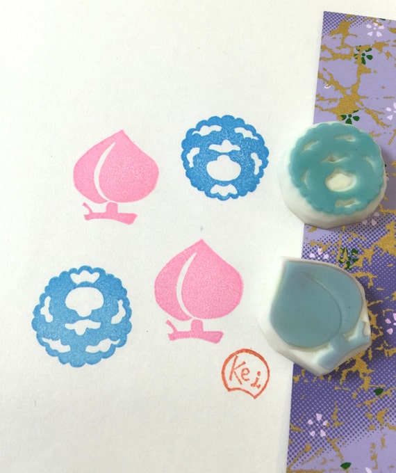 Items similar to JAPANESE PATTERN - Hand Carved Rubber Stamp/DIY