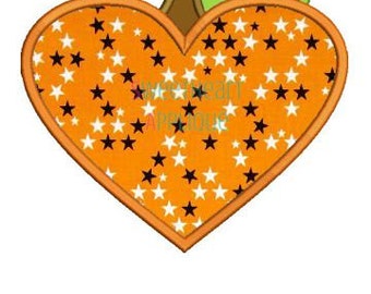Heart Pumpkin Applique Design, Heart Pumpkin Applique, Halloween Applique Embroidery Design 4x4 5x7 6x10 8x8