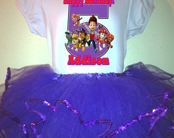 The Paw Patrol Party Dress 1T,2T,3T,4T,5T,6T,7T,8T,9 birthday Outfit 2pc Tutu set