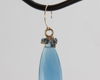 Blue Chalcedony London Blue Topaz and 14kt Gold-fill Earrings