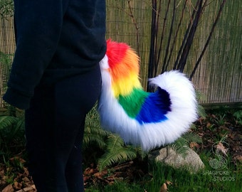 Rainbow Gentle Curl Canine Costume Tail