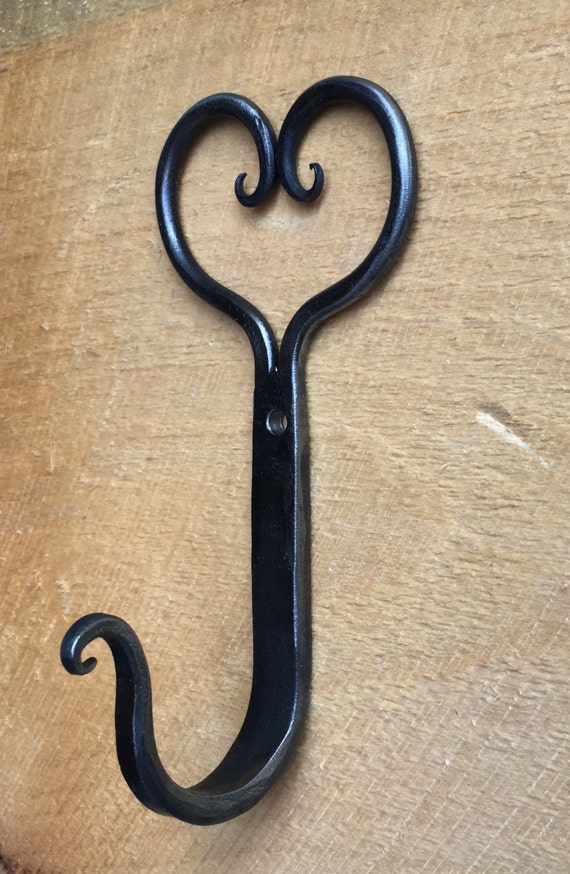 Items similar to Wrought Iron Heart Hook on Etsy