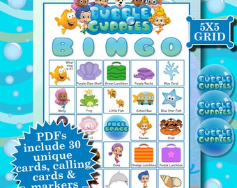 BUBBLE GUPPIES 5x5 Bingo printable PDFs contain everything you need to play Bingo.