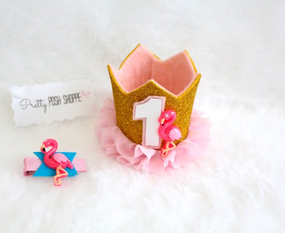 Pink Flamingo Gold Glitter MINI Birthday Cake Smash Princess