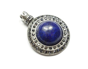 Round Lazuli Gemstone in Silver Plated Saucer Setting GS046