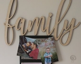 Family Laser Cut Wood Word Sign Unfinished