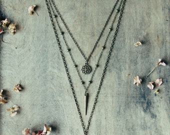 Layered necklace, boho necklace, hippie necklace, mandala necklace, bohemian necklace, boho jewelry, bohemian jewelry, Christmas gifts