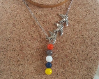 Divergent Inspired Four and Tris Tatttoo Neckace Insurgent Alligient Inspired Faction Colors Necklace 18''
