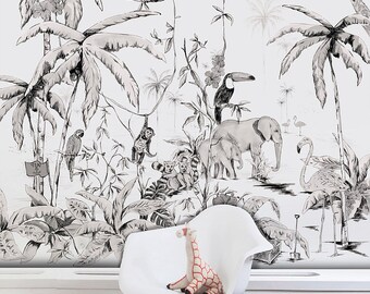 Wallpaper JUNGLE - black & white - Unique design - premium quality