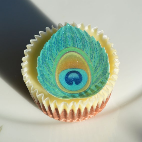 Edible Peacock Feather Eye Art Deco Blue Turquoise ...