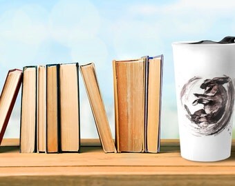 ceramic travel mug, spring gift, women gift, kids gift, gift for her, coffee mug, teacher gift, small gift idea, forest northwest